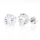 14K White Gold Basket Set Simulated Diamond Stud Earrings - Elegant Sparkle