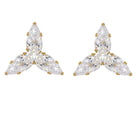 14k Gold Dainty Cubic Zirconia Cluster Stud Earrings - Pear-Shaped Luxury