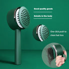 Effortless Self Cleaning Hair Brush with Push-Button Cleaning in Chic Green