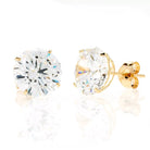 14K Gold Basket Set Cubic Zirconia Stud Earrings - Classic Elegance