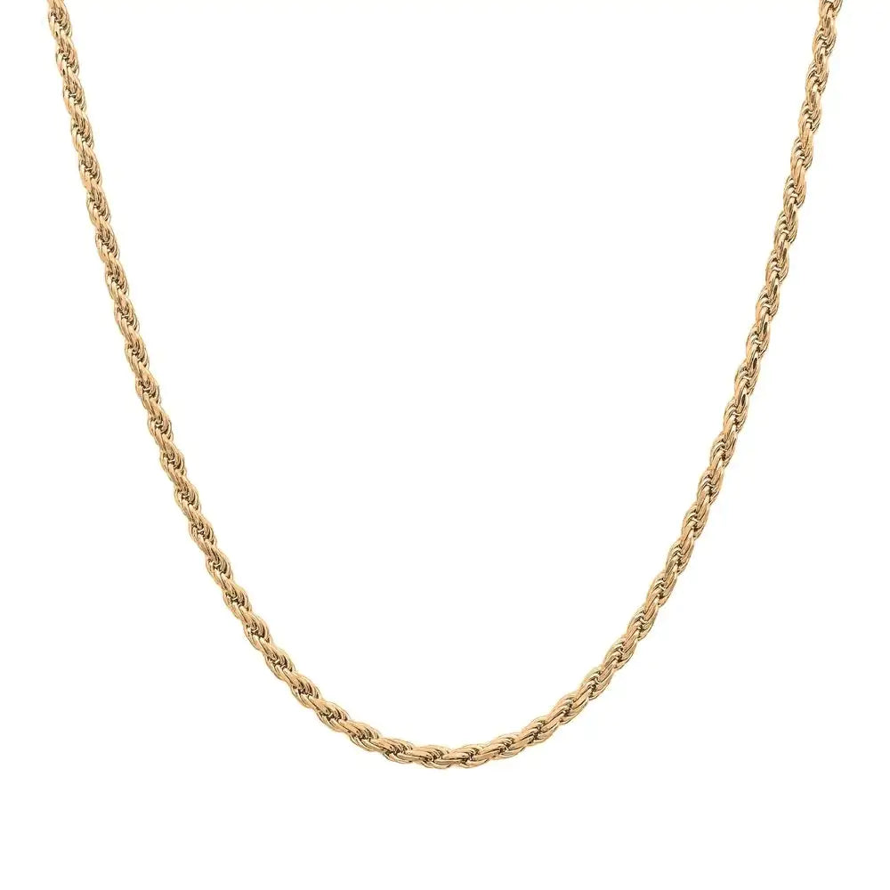 Luxurious 18K Gold Plated Sterling Silver Rope Chain - Italian Made