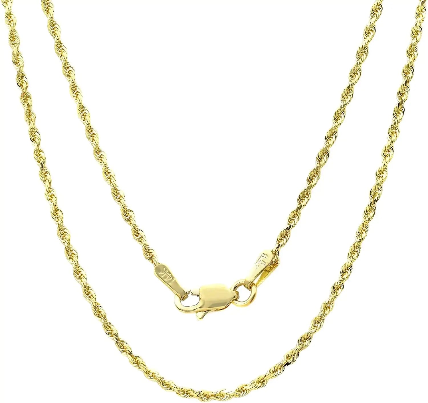 14k Hollow Gold Rope Chain Necklace - Versatile and Elegant