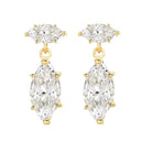 14k Gold Cubic Zirconia Dangle Earrings - Luxurious Marquise Cut